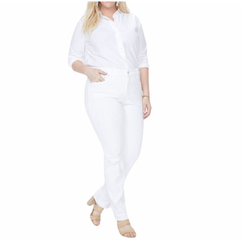 NEW NYDJ Curves 360 Plus Size 26 Slim Straight Ankle Jeans Side Slits‎ White